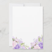 水エレガント色パープルフローラガールバプテスマ 招待状 (裏面)