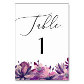 水エレガント色パープルフローラスクリプ結婚ト テーブルナンバー (裏面)