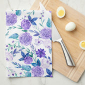 水エレガント色パープルフローラブーケ | キッチンタオル (四つ折り)