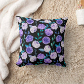 水エレガント色パープルフローラブーケ | クッション (ブランケット)