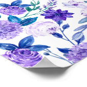 水エレガント色パープルフローラブーケ | ポスター (角)