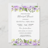 水エレガント色パープルフローラリハーサルディナー 招待状 (正面)