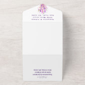 水エレガント色パープルフローラ結婚薄紫すべて オールインワン招待状 (外側)