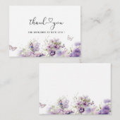 水エレガント色パープルフローラ蝶キス ノートカード (正面/裏面)