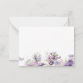 水エレガント色パープルフローラ蝶キス ノートカード (裏面)