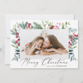 水エレガント色パープルベリーと緑の写真 シーズンカード (正面)