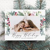 水エレガント色パープルベリーと緑の写真 シーズンポストカード