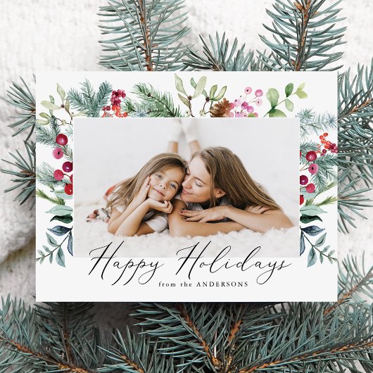 水エレガント色パープルベリーと緑の写真 シーズンポストカード