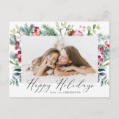 水エレガント色パープルベリーと緑の写真 シーズンポストカード (正面)