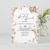 水エレガント色パープル&イエロー美しい花 招待状 (スタンド正面)