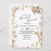 水エレガント色パープル&イエロー美しい花 招待状 (正面)