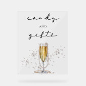 水エレガント色パール&プロセッコブライダルシャワー アクリルサイン (正面)