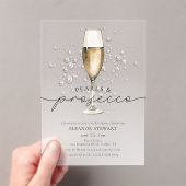 水エレガント色パール&プロセッコブライダルシャワー アクリル招待状 (インサイチュ (ポータブル))