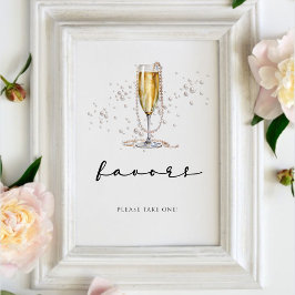 水エレガント色パール&プロセッコブライダルシャワー 台座サイン