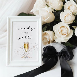 水エレガント色パール&プロセッコブライダルシャワー 台座サイン