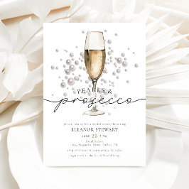 水エレガント色パール&プロセッコブライダルシャワー 招待状