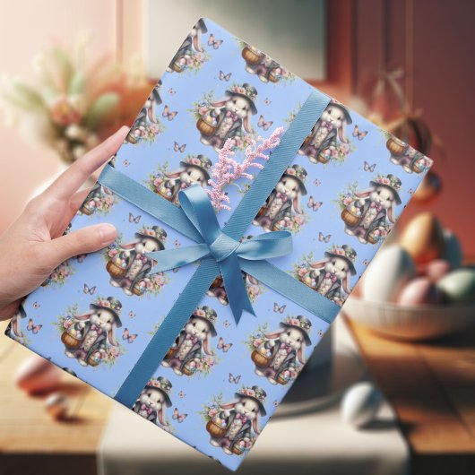 水エレガント色ビクトリアン復活祭バニー ラッピングペーパー