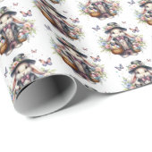 水エレガント色ビクトリアン復活祭バニー ラッピングペーパー (ロールコーナー)