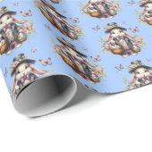 水エレガント色ビクトリアン復活祭バニー ラッピングペーパー (ロールコーナー)