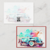 水エレガント色ビンテージ車デザイン ノートカード (正面/裏面)