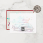 水エレガント色ビンテージ車デザイン ノートカード (正面/裏面インサイチュ)