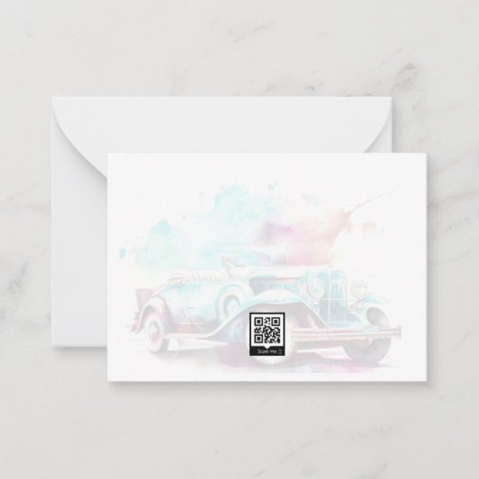 水エレガント色ビンテージ車デザイン ノートカード (正面)