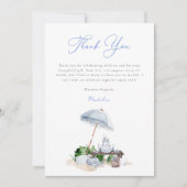 水エレガント色ビーチピクニックブルーブライダルシャワー サンキューカード (正面)