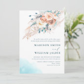 水エレガント色ビーチ結婚式招待状 招待状 (スタンド正面)