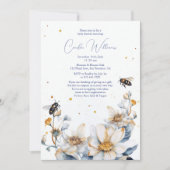 水エレガント色ビーフローラカップル赤ちゃんシャワー 招待状 (正面)