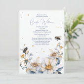 水エレガント色ビーフローラカップル赤ちゃんシャワー 招待状 (スタンド正面)