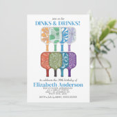 水エレガント色ピックボール誕生日パーティー 招待状 (スタンド正面)