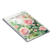 水エレガント色ピンクのバラと緑の離れバラ ノートブック (右側)