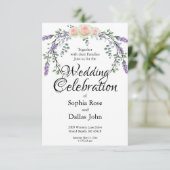 水エレガント色ピンクのバラ結婚ス 招待状 (スタンド正面)