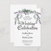 水エレガント色ピンクのバラ結婚ス 招待状 (正面/裏面)