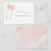 水エレガント色ピンクのリボン赤ちゃんシャワー ノートカード (正面/裏面)