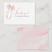 水エレガント色ピンクのリボン赤ちゃんシャワー ノートカード (正面/裏面)