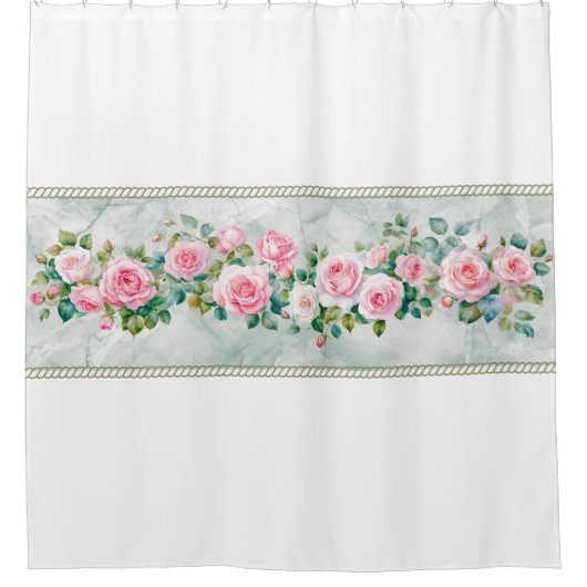 水エレガント色ピンクのローズフローラシャワーカーテン シャワーカーテン (正面)