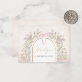 水エレガント色ピンクの花のリボンベビーs ノートカード (正面/裏面インサイチュ)