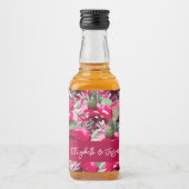 水エレガント色ピンクの花結婚のミニ リキュールボトルラベル (正面)