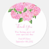 水エレガント色ピンクアジサイフローラ結婚ズ ラウンドシール (正面)