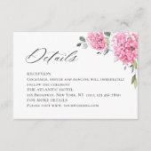 水エレガント色ピンクアジサイ結婚の詳細 エンクロージャーカード (正面)