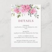 水エレガント色ピンクアジサイ結婚の詳細 エンクロージャーカード (正面)