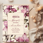 水エレガント色ピンクオーキッドブライダル 招待状