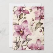 水エレガント色ピンクオーキッ結婚チ 招待状 (裏面)