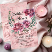 水エレガント色ピンクカーネーションブライダルシャワー 招待状