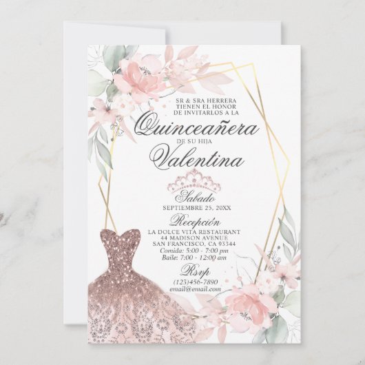 水エレガント色ピンクキンセスペインのーニェラカンス 招待状 (正面)