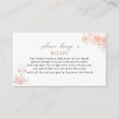 水エレガント色ピンクフラワーズレシピカードブライダル エンクロージャーカード (正面)