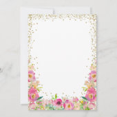 水エレガント色ピンクフローラいくつかのバニー誕生日 招待状 (裏面)