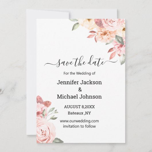 水エレガント色ピンクフローラは日付カードを保存 ノートカード (正面)