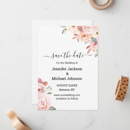 水エレガント色ピンクフローラは日付カードを保存 ノートカード (正面/裏面インサイチュ)